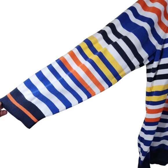 Vintage Tommy Hilfiger Mockneck Zip Sweater Wmn's 3X Orange Yellow Striped Y2K - Picture 5 of 10